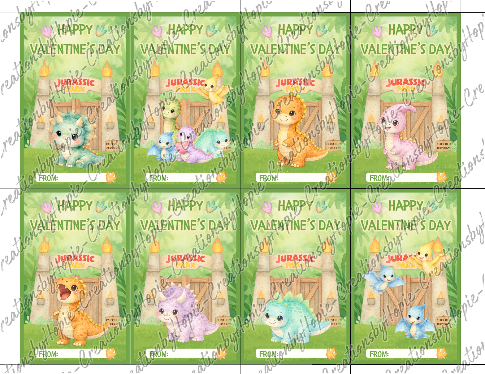 Baby Dino Valentines Day Cards