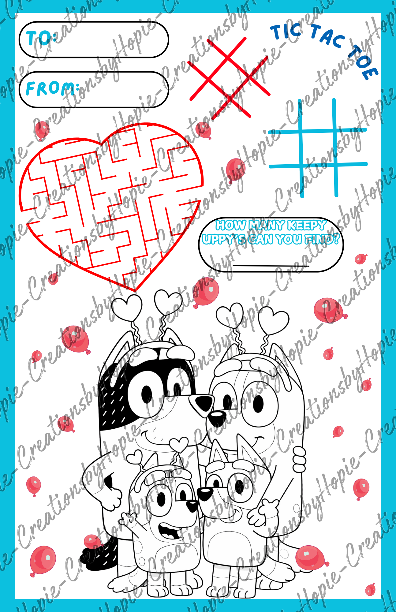 Blue dog Mini Activity Card