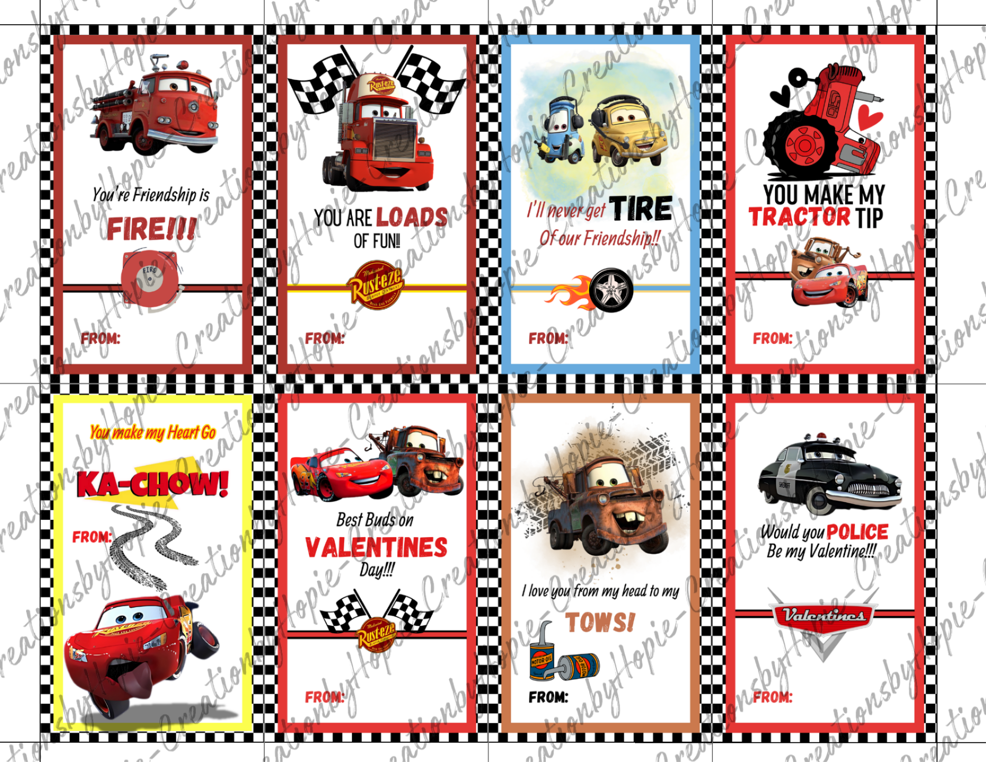 Cars Valentines Day Cards