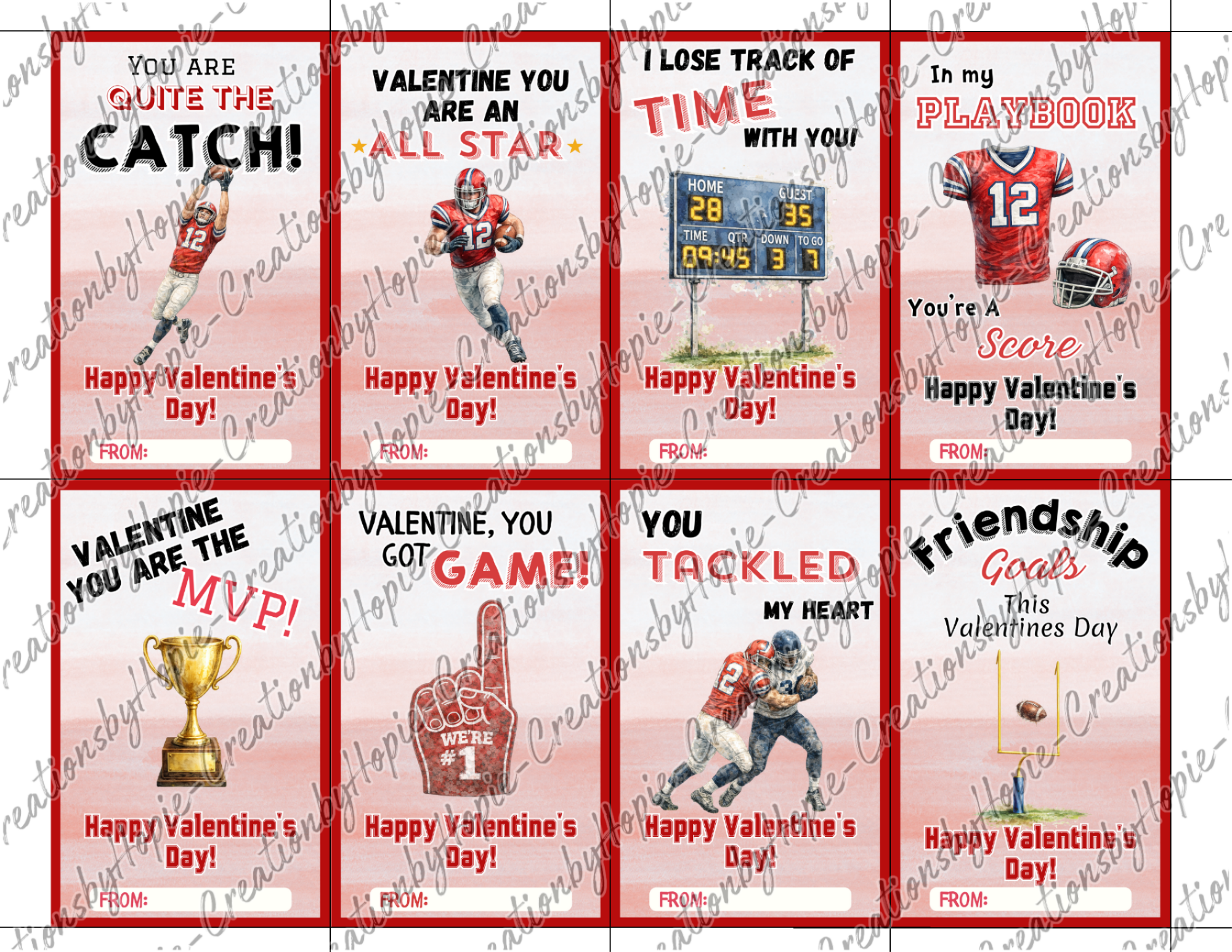 Football Valentines Day Cards