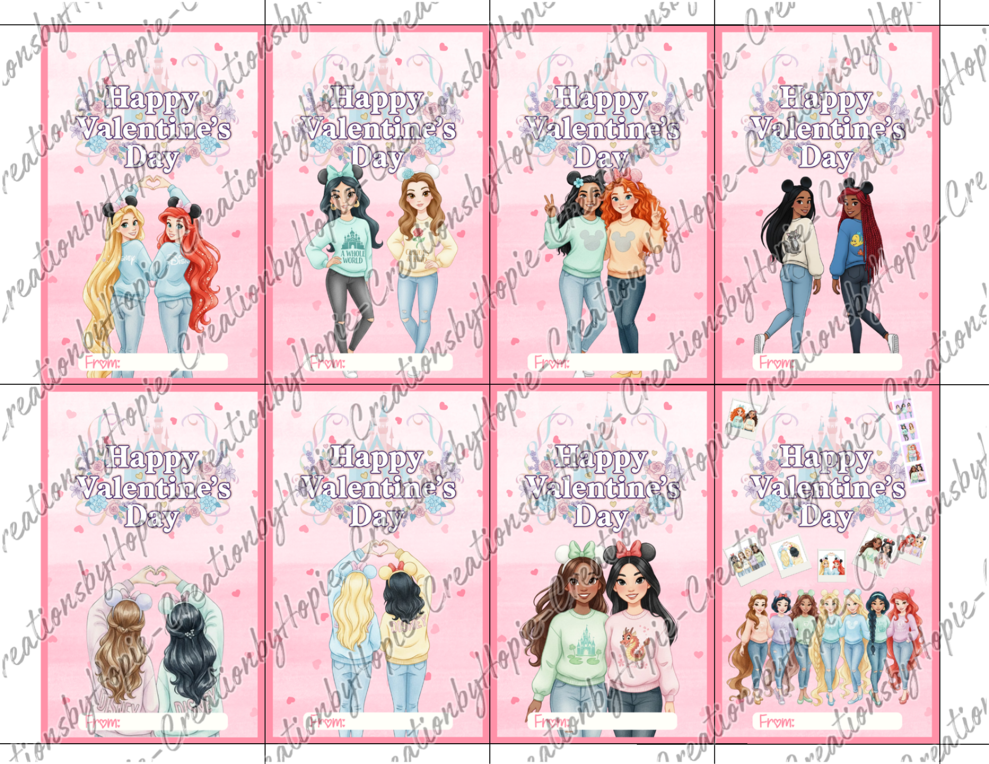 Princess Friends Valentines Day Cards