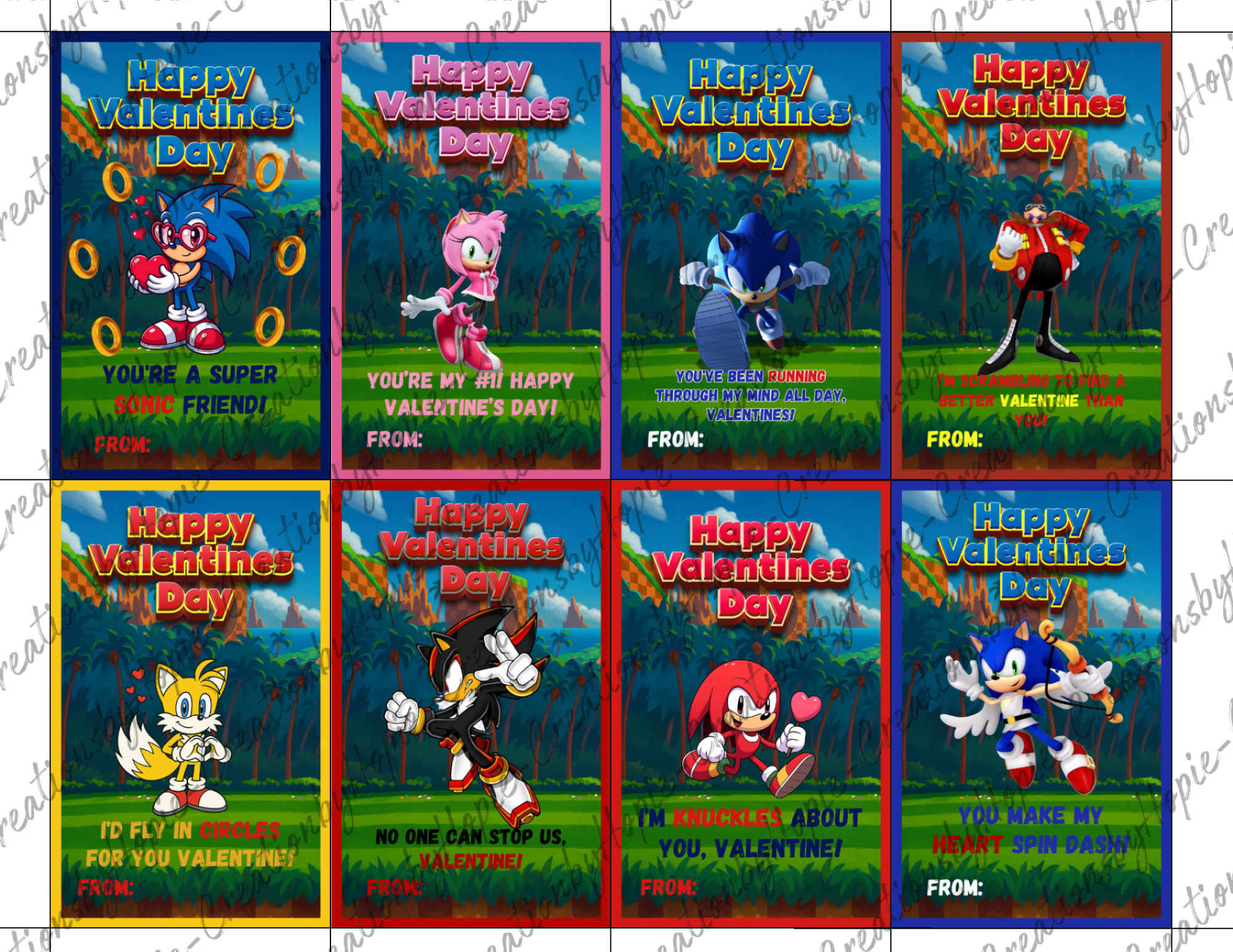 Sonic Valentines Day Cards