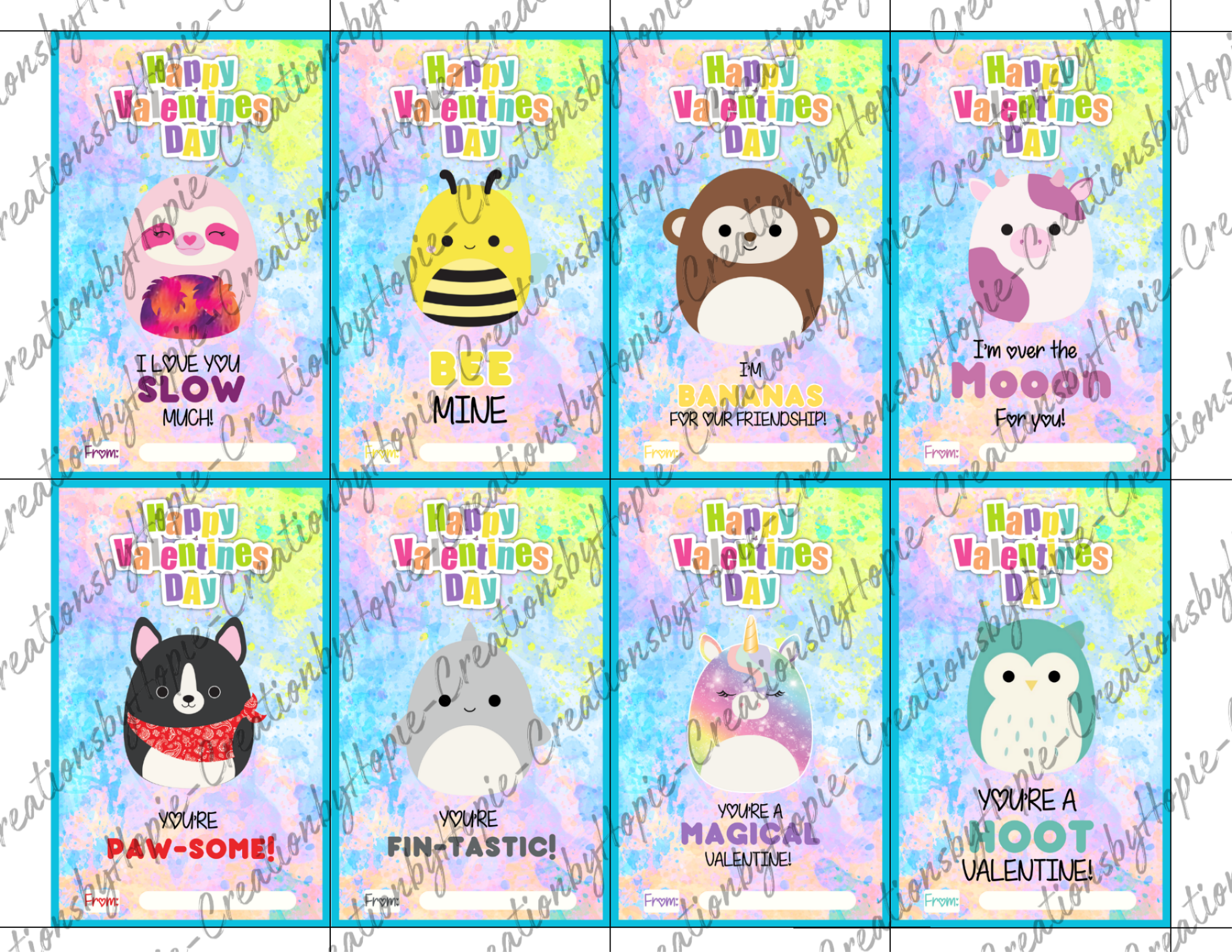 Squish Valentines Day Cards